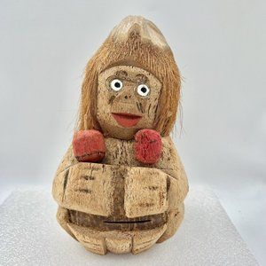 Carved Coconut Maraca Hawaii Tiki Bar Luau Novelty Authentic 9"